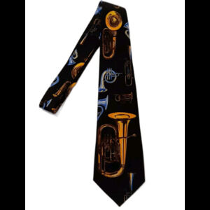 Beverly Hills Polo Club Mens Black Gold Brass Instrument Tie